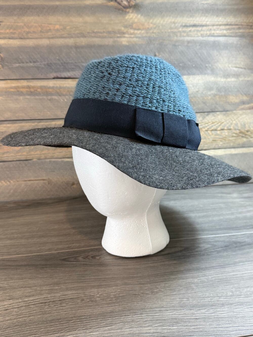 Anthropologie Bettina Wool Mohair Hat Wide Brim Bow Italy Bohemian Folk Buffay
